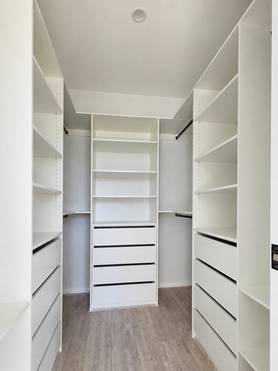 Open walk-in robe storage